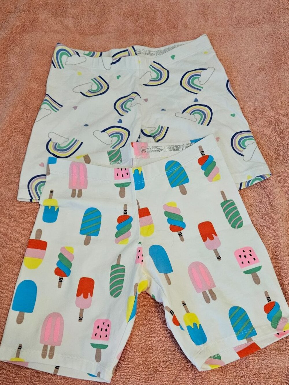 Set of 2 Girls' Biker Shorts (Rainbow & Ice Cream Prints)